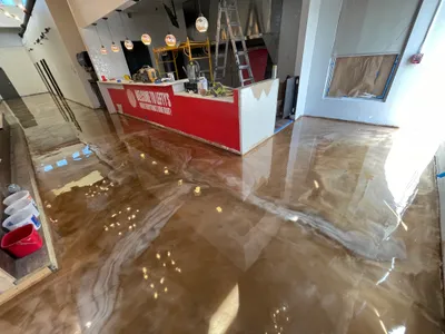 Metallic epoxy garage floor with dimensional finish — Metro Detroit
