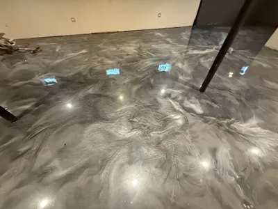 Metallic epoxy flooring finish detail — Hardcore Epoxy Detroit