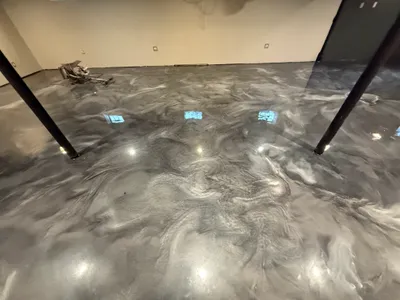 Metallic epoxy floor coating with shimmering finish — Hardcore Epoxy Detroit